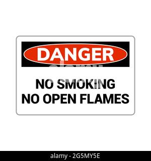 Danger no smoking flat area sign. Stop cigarette smoke danger prohibited vector zone Stock Vector