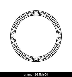 Greek circle pattern border. Vector round greek frame ornament ancient circular design background Stock Vector