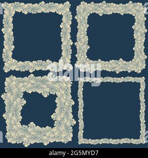 Vintage decorative ornamental frames. Design set. Editable hand drawn illustration. Vector engraving. Isolated on color background. 8 EPS Stock Vector