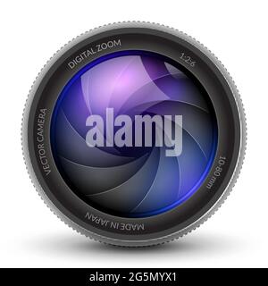 Camera shutter photo focus isolated design lens flare. Shutter zoom phtotography camera Stock Vector