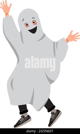 Child in a ghost costume for Halloween Stock Vector