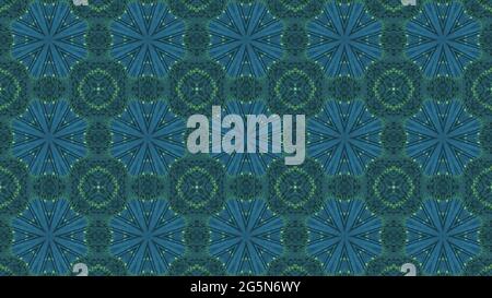 Blue 2D background with rounded green crosses on it in a seamless pattern Stock Photo