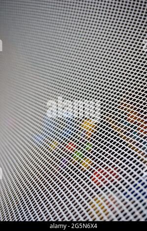 Vertical shot of an expanded metal mesh security panel Stock Photo