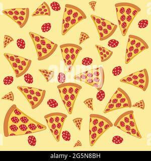 Seamless pattern of pizza slices in a graphic style for the corporate identity of the restaurant, packaging, menu design and interior decoration. Stock Vector