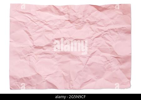 Pink color blank 4A crumpled paper isolated on white background. Stock Photo