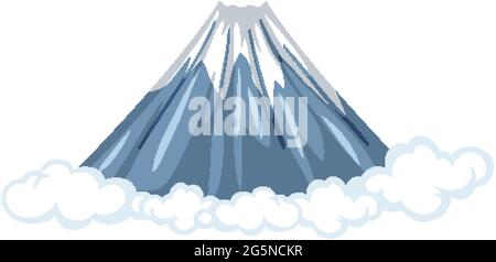 Mount Fuji with cloud in cartoon style isolated on white background illustration Stock Vector