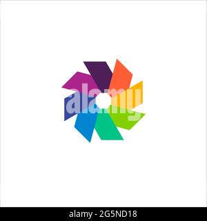 cclor wheel vector illustration of abstract geometric rainbow flower logo Stock Vector