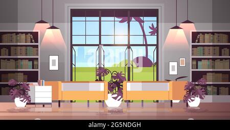 modern open space empty nobody office or living room interior contemporary co-working center Stock Vector