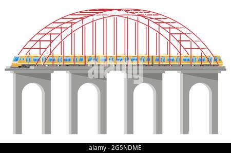 Skytrain on Bridge Isolated on White. Stock Vector