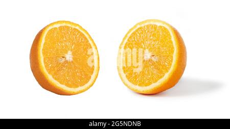 Orange half isolated on white background. Orange on white. Orange with clipping path Stock Photo