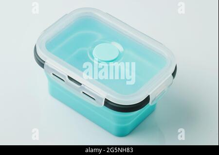 Green plastic storage food box isometric view isolated Stock Photo
