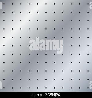 Metal Peg board perforated texture background material with round holes seamless Stock Vector
