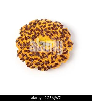 round cookies with seeds isolated on white background top view Stock Photo