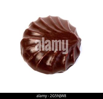 Top view of chocolate covered cookie  or marshmallow isolated on white Stock Photo