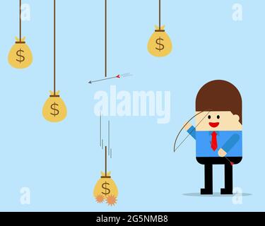 Illustration vector design of businessman hunting the money Stock Vector