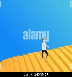Illustration vector design of man going to success Stock Vector