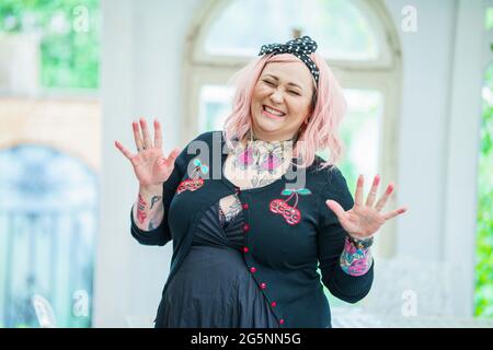 Darmstadt Germany 24th June 21 Eva Hildenbeutel Owner Crazy Little Wedding Stands In Her Signature Outfit As A Wedding Speaker In Her Home Hildenbeutel Owner Crazy Little Wedding Works As A Freelance