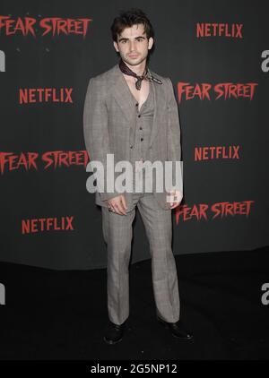 Los Angeles, USA. 28th June, 2021. Ted Sutherland arrives at the FEAR STREET TRILOGY Premiere held at the LA State Historic Park in Los Angeles, CA on Monday, ?June 28, 2021. (Photo By Sthanlee B. Mirador/Sipa USA) Credit: Sipa USA/Alamy Live News Stock Photo