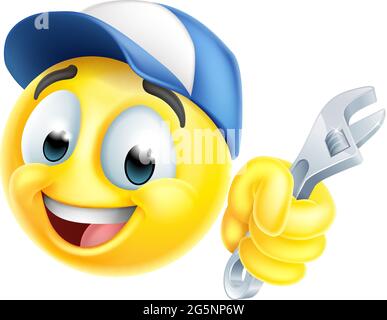 Mechanic or Plumber Spanner Emoticon Emoji Icon Stock Vector