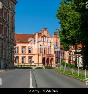 Polizeirevier Zittau-Oberland (Police Station Zittau) was Office and residential building of the textile manufacturer Heinrich Ferdinand Waentig Stock Photo
