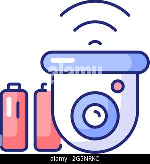 Wireless outdoor security camera RGB color icon Stock Vector