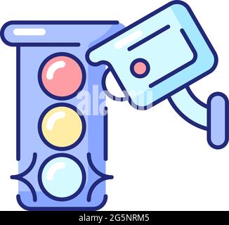 Traffic enforcement camera RGB color icon Stock Vector