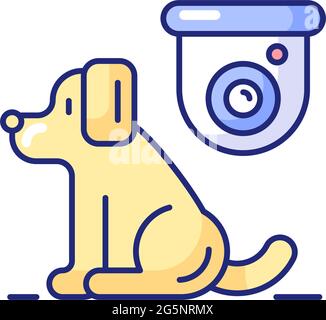 Pet control camera RGB color icon Stock Vector