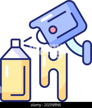 Avoiding graffiti damage with security camera RGB color icon Stock Vector