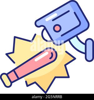 Public safety with video surveillance RGB color icon Stock Vector