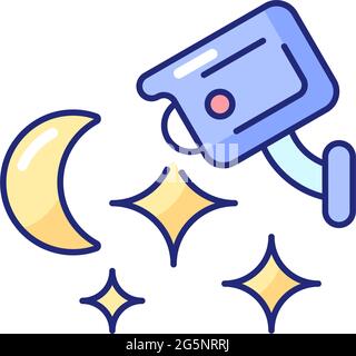 Home security system with night vision RGB color icon Stock Vector