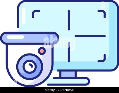 CCTV monitor RGB color icon Stock Vector