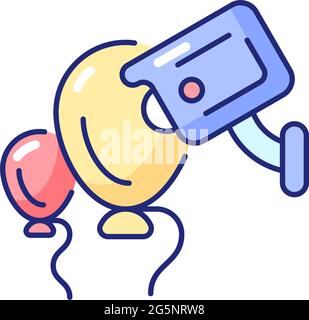 Event security with wireless camera RGB color icon Stock Vector