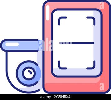 Remote monitoring with surveillance system RGB color icon Stock Vector