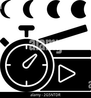 Time lapse videos black glyph icon Stock Vector