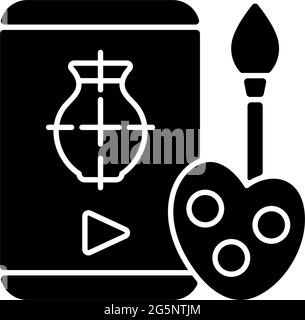 Drawing tutorials black glyph icon Stock Vector