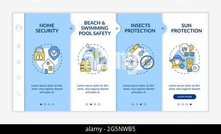 Summer break safety onboarding vector template Stock Vector