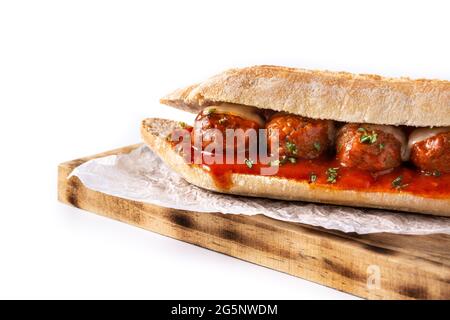Meatball sub sandwich isolated on white backgroun Stock Photo