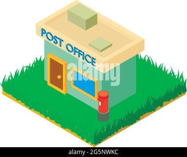 Post office icon isometric vector. Post building with post box. Postal service Stock Vector