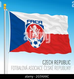 PRAGUE, CZECH REPUBLIC, June 2021 - Czech flag with national football federation logo for the european championship 2021 Stock Photo