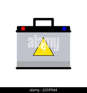 Car battery icon on white background. Isolated electricity accumulator. Stock Vector