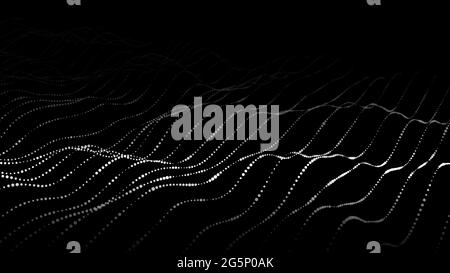 Vector abstract futuristic background. Big data visualization. Dynamic wave of particles. Stock Vector