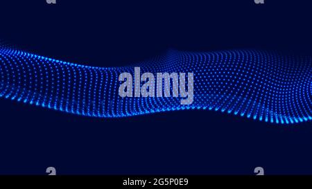 Color music sound wave. Abstract futuristic background of particles. Vector technology dynamic dots background. Big data visualization. Stock Vector