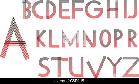Capital letters of the Latin alphabet. Black and red patterns. Vector set of vintage decorative letters design elements for logo, emblem, Stock Vector