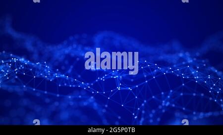 Blue digital background. Network connection structure. 3D rendering. Stock Photo