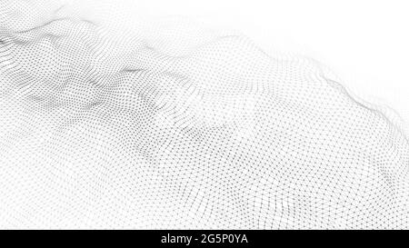 Abstract futuristic background. Big data visualization. Dynamic wave of particles. 3D rendering. Stock Photo