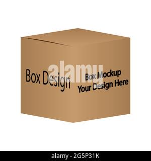 3D Brown carton box template mockup vector realistic object on isolated white background. Stock Vector