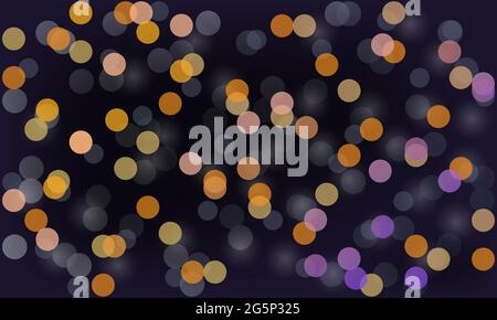 Twilight gold gray Bokeh background Gold/blue glowing white lights with sparkles. bokeh background. Festive defocused lights. Blurred bright abstract Stock Vector
