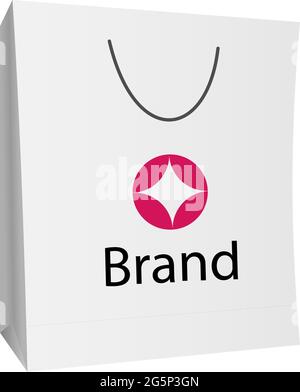 paper hand bag mockup. Realistic illustration of wide paper hand bag vector mockup for web design isolated on white background Stock Vector