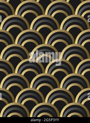 Semi circle pattern vector with black and Gold color Stock Vector