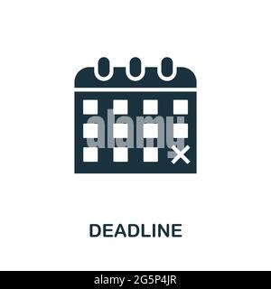 Deadline icon. Simple creative element. Filled monochrome Deadline icon for templates, infographics and banners Stock Vector